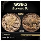 1936-d Buffalo Nickel 5c Grades GEM+ Unc