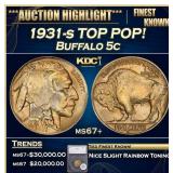 *Highlight* 1931-s Buffalo Nickel TOP POP! 5c ms67