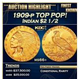 *Highlight* 1909-p Gold Indian Quarter Eagle TOP P