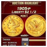 *Highlight* 1905-p Gold Liberty Quarter Eagle $2 1