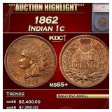 *Highlight* 1862 Indian Cent 1c ms65+ SEGS (fc)