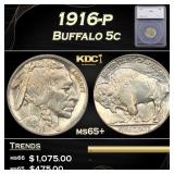 1916-p Buffalo Nickel 5c ms65+ SEGS