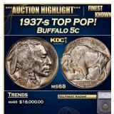 *Highlight* 1937-s Buffalo Nickel TOP POP! 5c ms68