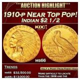 *Highlight* 1910-p Gold Indian Quarter Eagle Near