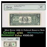 Mint Error 1999 $1 Federal Reserve Note xf45 Legac