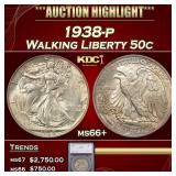 *Highlight* 1938-p Walking Liberty Half Dollar 50c