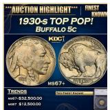 *Highlight* 1930-s Buffalo Nickel TOP POP! 5c ms67