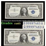 5x Consecutive Serial Number 1957B $1 Blue Seal Si