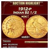 *Highlight* 1912-p Gold Indian Quarter Eagle $2 1/
