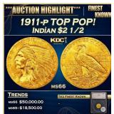 *Highlight* 1911-p Gold Indian Quarter Eagle TOP P