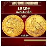 *Highlight* 1913-p Gold Indian Half Eagle $5 Selec