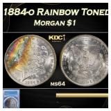 PCGS 1884-o Morgan Dollar Rainbow Toned $1 ms64 PC