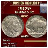 *Highlight* 1917-p Buffalo Nickel 5c ms66+ SEGS (f