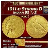 *Highlight* 1911-d Strong D Gold Indian Quarter Ea