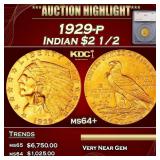*Highlight* 1929-p Gold Indian Quarter Eagle $2 1/