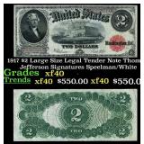 1917 $2 Large Size Legal Tender Note Thomas Jeffer