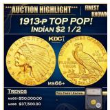 *Highlight* 1913-p Gold Indian Quarter Eagle TOP P