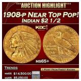 *Highlight* 1908-p Gold Indian Quarter Eagle Near