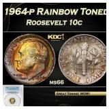 PCGS 1964-p Roosevelt Dime Rainbow Toned 10c ms66