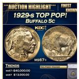 *Highlight* 1929-s Buffalo Nickel TOP POP! 5c ms67
