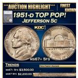 *Highlight* 1951-d Jefferson Nickel TOP POP! 5c ms