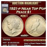 *Highlight* 1921-p Peace Dollar Near Top Pop! $1 m
