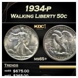 1934-p Walking Liberty Half Dollar 50c Grades GEM+