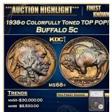 *Highlight* 1938-d Buffalo Nickel Colorfully Toned