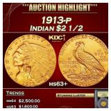 *Highlight* 1913-p Gold Indian Quarter Eagle $2 1/