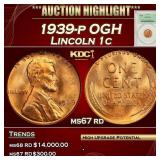 *Highlight* PCGS 1939-p Lincoln Cent OGH 1c ms67 r