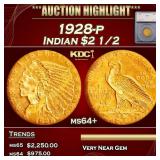 *Highlight* 1928-p Gold Indian Quarter Eagle $2 1/