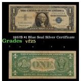1957B $1 Blue Seal Silver Certificate Grades vf+