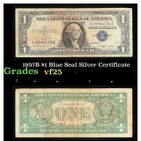 1957B $1 Blue Seal Silver Certificate Grades vf+