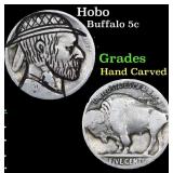 Hobo Buffalo Nickel 5c Grades Hand Carved