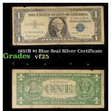 1957B $1 Blue Seal Silver Certificate Grades vf+