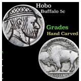 Hobo Buffalo Nickel 5c Grades Hand Carved