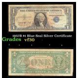 1957B $1 Blue Seal Silver Certificate Grades vf++