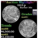 ***Major Highlight*** 1912-p Barber Half Dollars 5