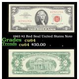 1963 $2 Red Seal United States Note Grades Choice