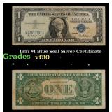 1957 $1 Blue Seal Silver Certificate Grades vf++
