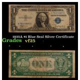 1935A $1 Blue Seal Silver Certificate Grades vf+