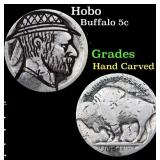 Hobo Buffalo Nickel 5c Grades Hand Carved