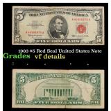 1963 $5 Red Seal United States Note Grades vf deta