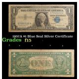 1957A $1 Blue Seal Silver Certificate Grades f+