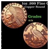 1oz .999 Fine Copper Bullion Round - Indian Gold C