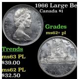 1966 Large Beads Canada Dollar KM# 64.1 1 Grades S