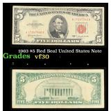 1963 $5 Red Seal United States Note Grades vf++