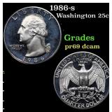 1986-s Proof Washington Quarter 25c Grades GEM++ P