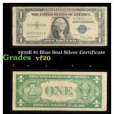 1935E $1 Blue Seal Silver Certificate Grades vf, v