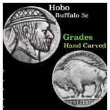 Hobo Buffalo Nickel 5c Grades Hand Carved